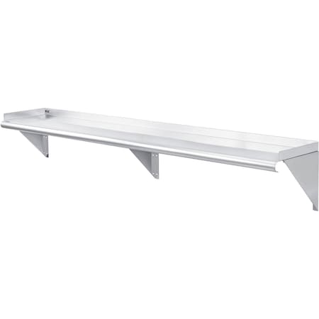 Global Industrial Wall Mount Shelf with 1-1/2 Lip 18 Gauge 430 Stainless Steel 72W x 12D 493630